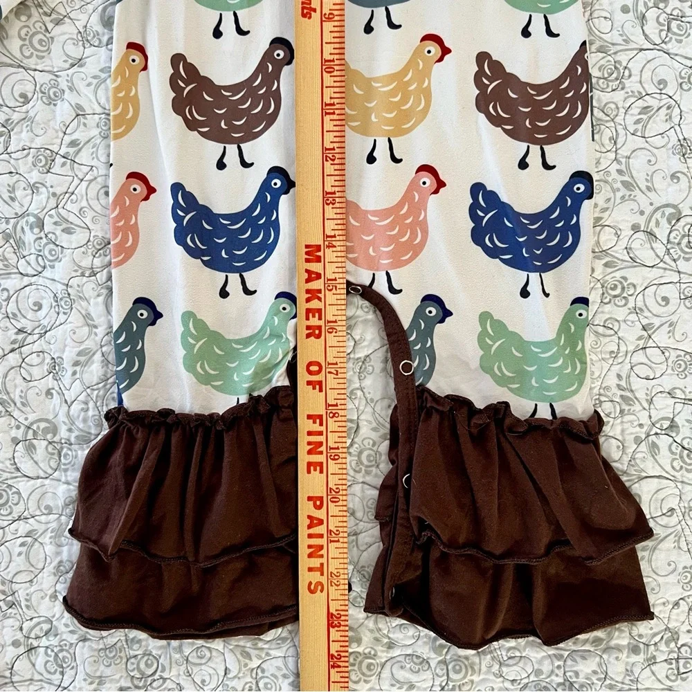 Chicken Print Baby’s 12-18 mo Bodysuit Ruffles Colorful Super Cute 100% Cotton